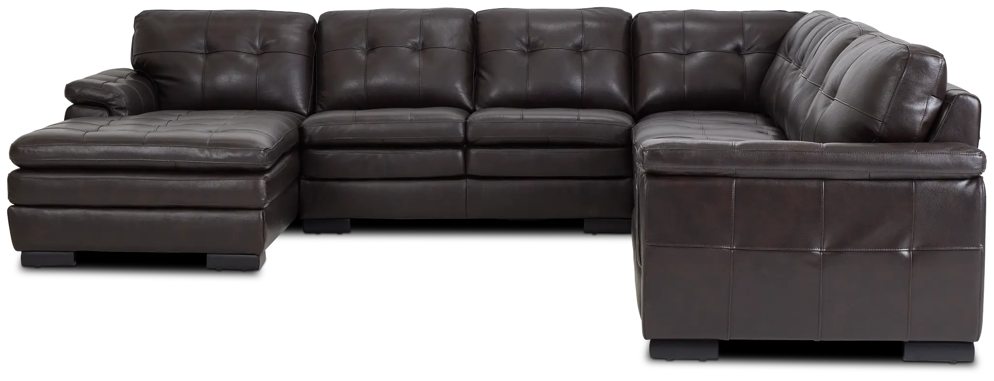 Braden Dark Brown Leather Large Left Chaise Sectional Braden Dark Brown Leather Large Left Chaise Sectional