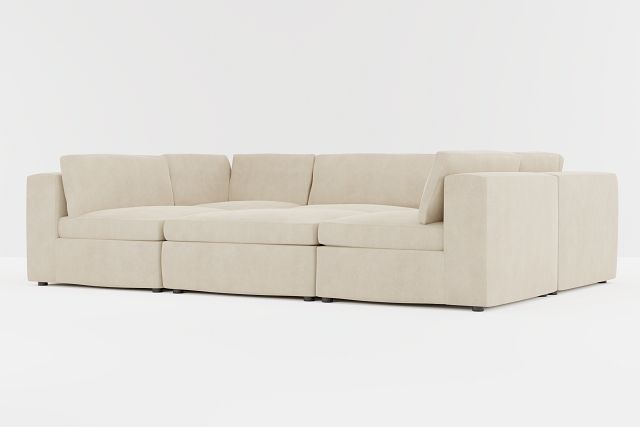 Destin Peyton Beige Fabric 6-piece Pit Sectional