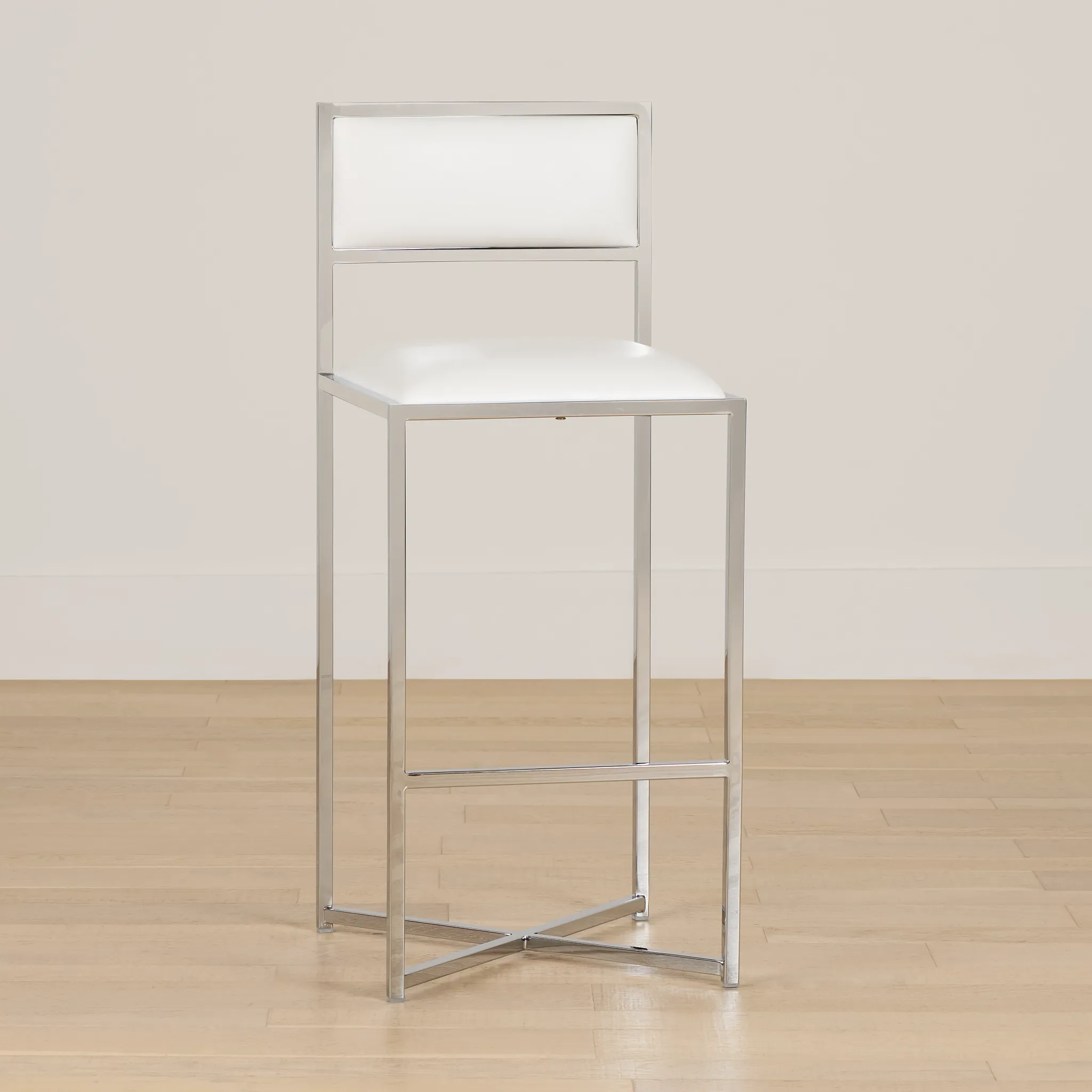 Amalfi Whitestnl Steel 30" Upholstered Barstool