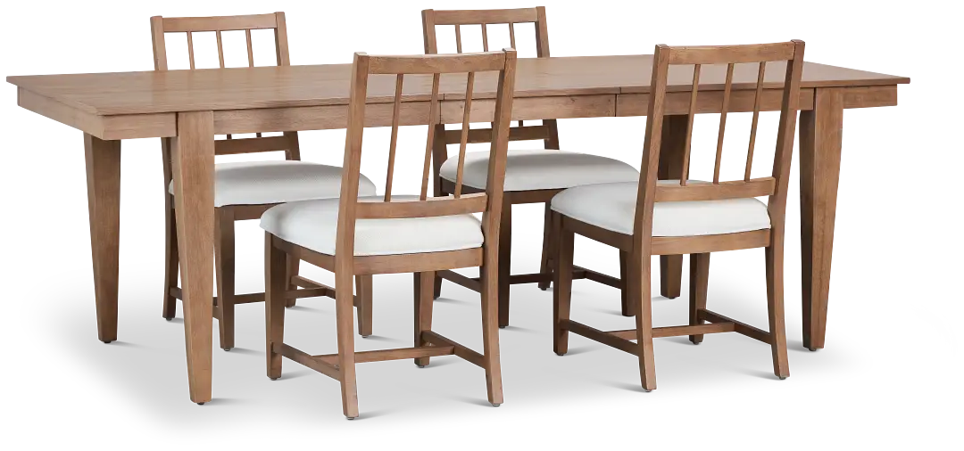 Provo Mid Tone Rect Table & 4 White Upholstered Chairs Provo Mid Tone Rect Table & 4 White Upholstered Chairs