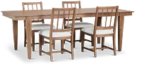 Provo Mid Tone Rect Table & 4 White Upholstered Chairs