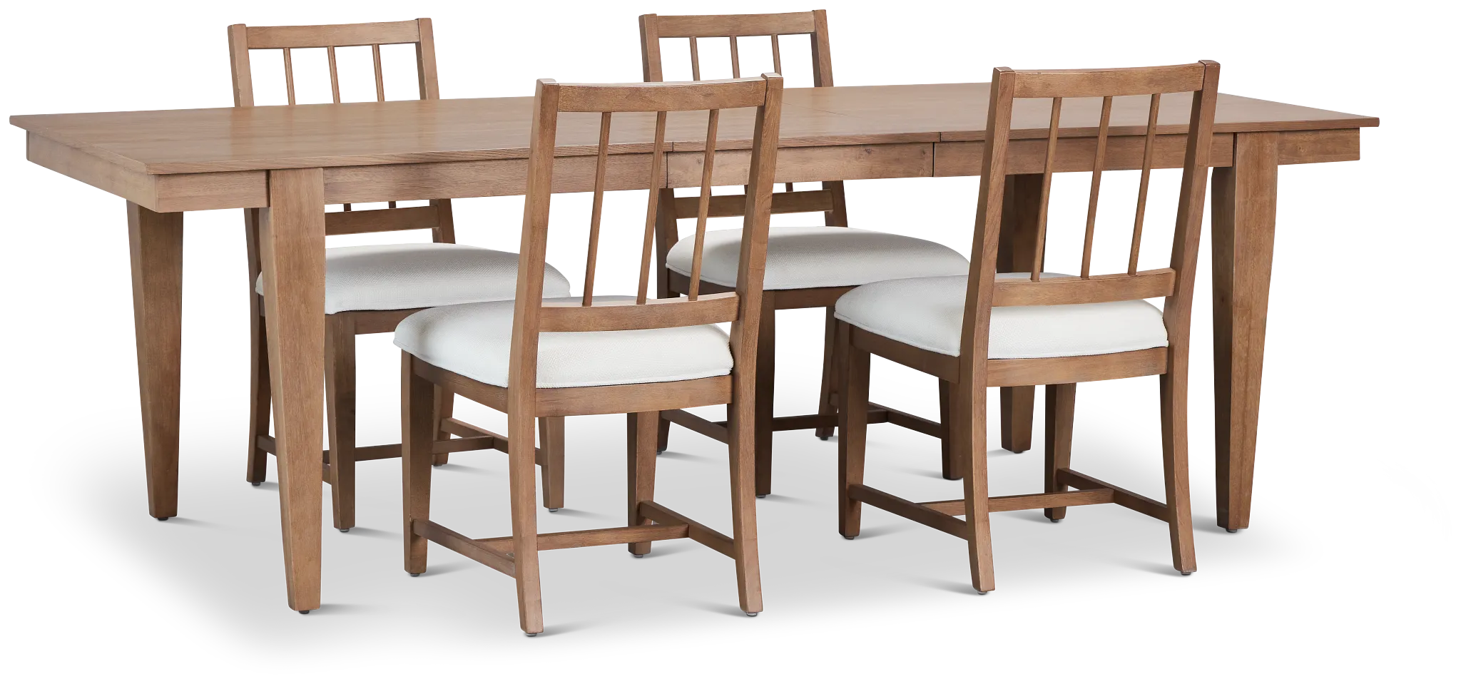 Provo Mid Tone Rect Table & 4 White Upholstered Chairs