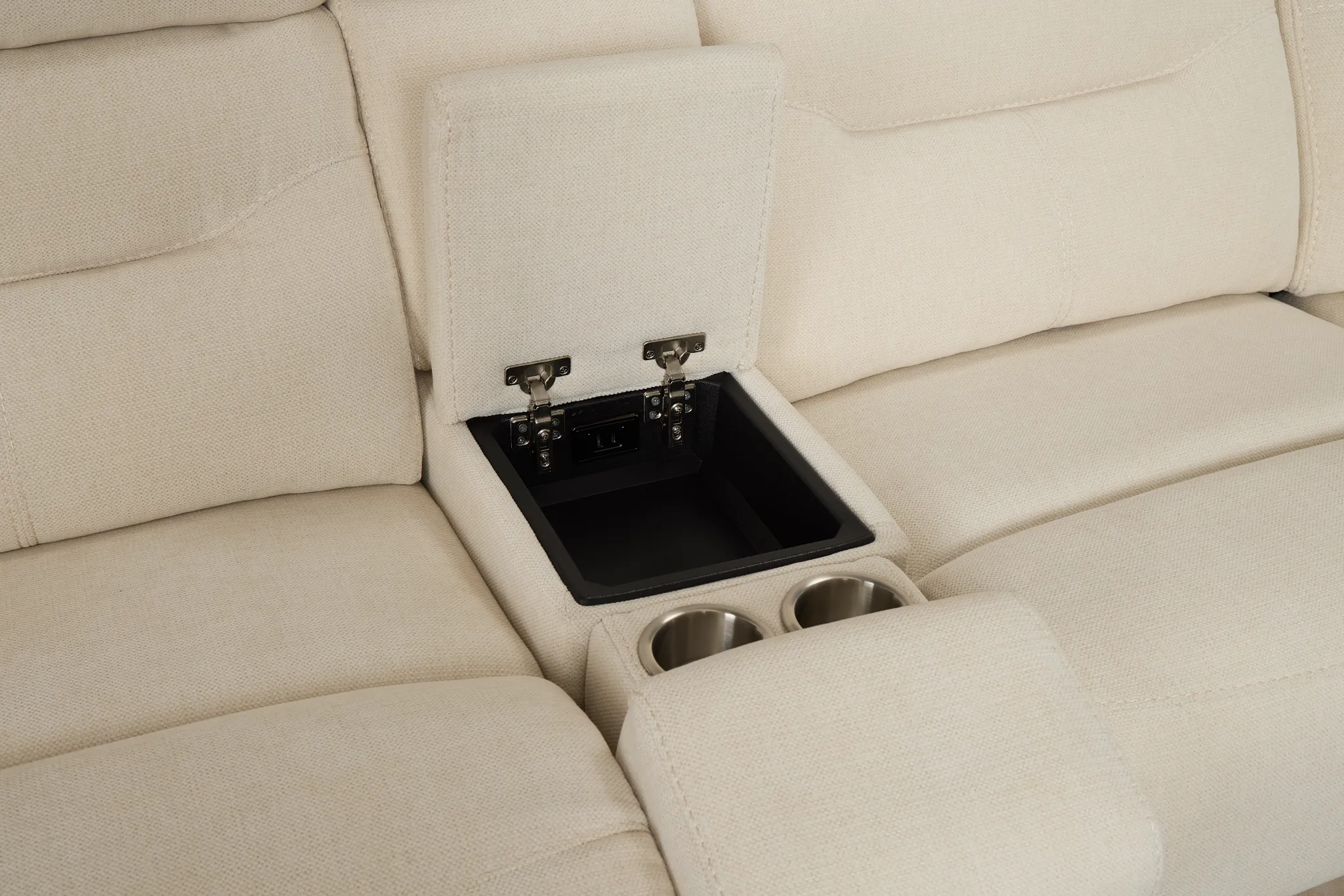 Travis Light Beige Fabric Medium Dual Power 2-arm Reclining Sectional