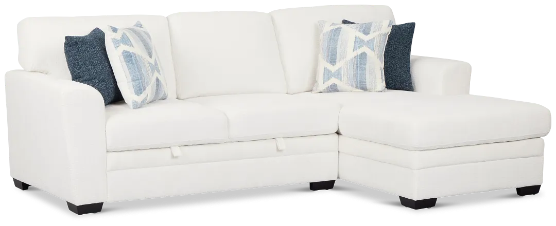 Everly White Fabric Right Chaise Storage Sectional