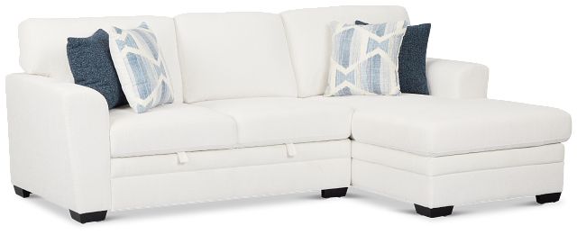 Everly White Fabric Right Chaise Storage Sectional
