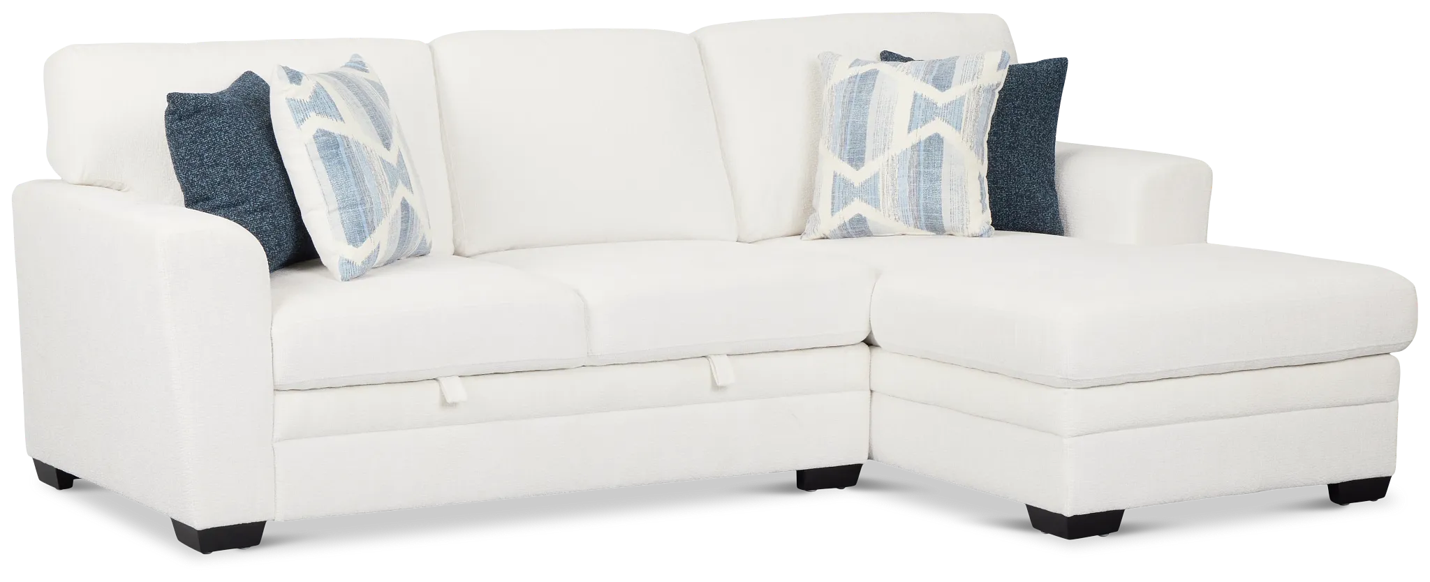Everly White Fabric Right Chaise Storage Sectional