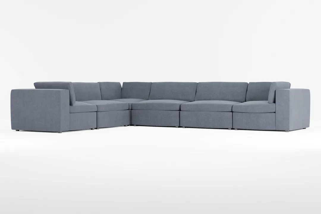 Destin Victory Dark Blue Fabric 6-piece Modular Sectional