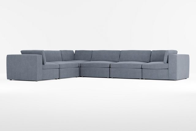 Destin Victory Dark Blue Fabric 6-piece Modular Sectional