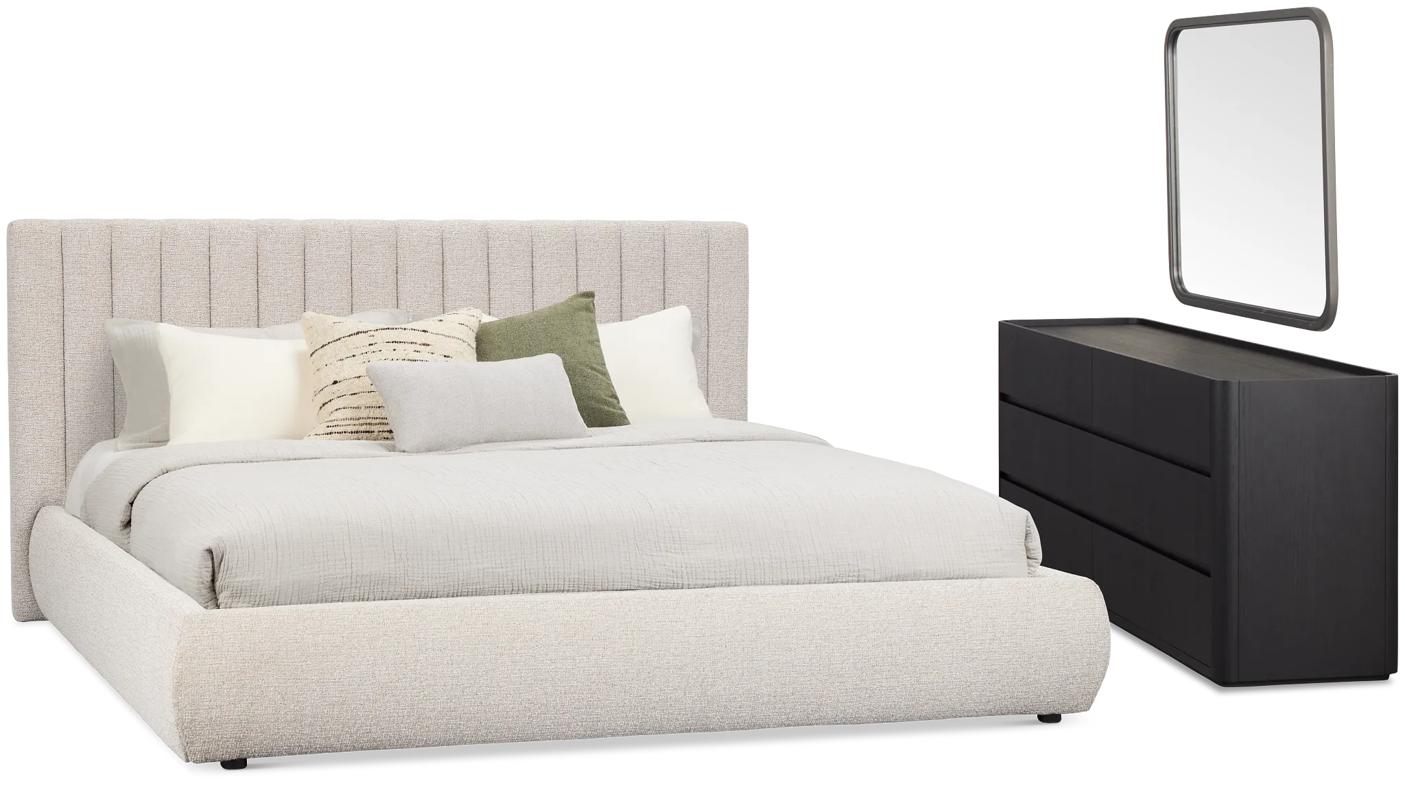 Nomad Gray Uph Platform Bedroom With Black Cases