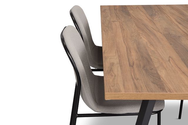 Trento Mid Tone 71" Rectangular Table & 4 Upholstered Chairs
