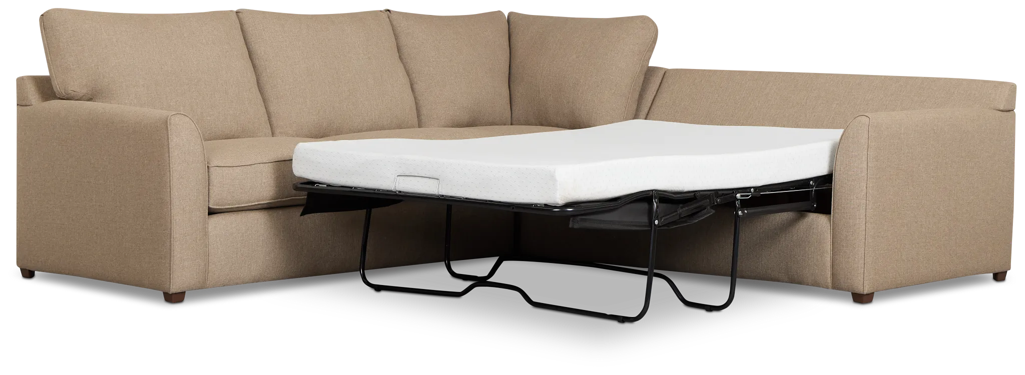 Tate Brown Fabric Medium Right Chaise Memory Foam Sleeper Sectional