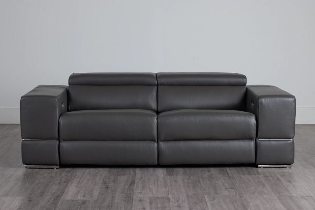 Dante Gray Leather Power Reclining Sofa