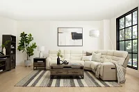 Travis Light Beige Fabric Small Two-arm Power Reclining Sectional