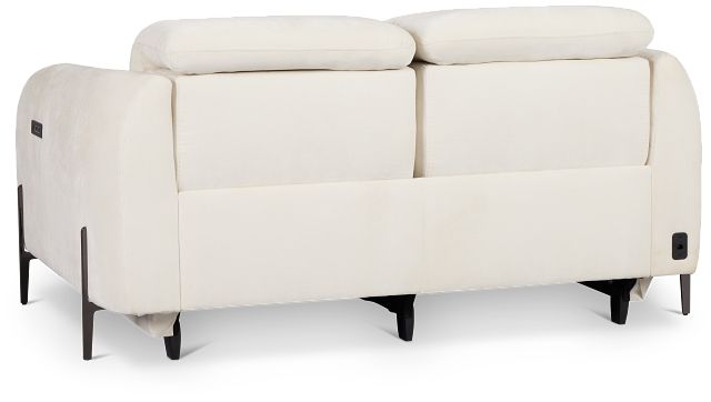 Zuri White Velvet Power Reclining Loveseat W/ Power Headrest