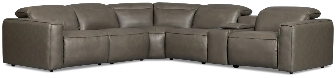 Ryland Dark Gray Lthr/vinyl Medium Triple Power 2-arm Sectional