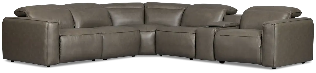 Ryland Dark Gray Lthr/vinyl Medium Triple Power 2-arm Sectional Ryland Dark Gray Lthr/vinyl Medium Triple Power 2-arm Sectional