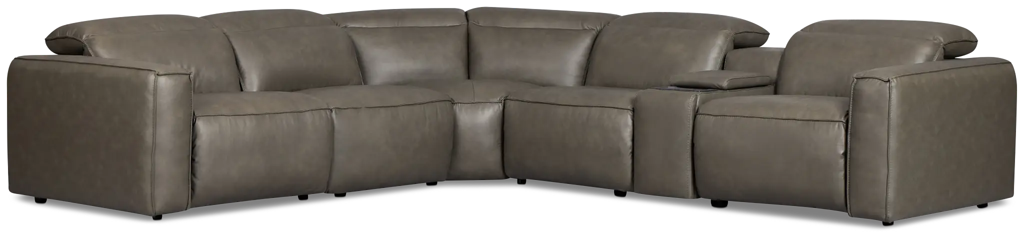 Ryland Dark Gray Lthr/vinyl Medium Triple Power 2-arm Sectional Ryland Dark Gray Lthr/vinyl Medium Triple Power 2-arm Sectional