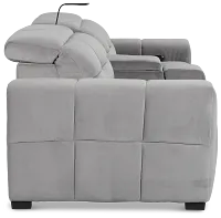 Gemma Light Gray Velvet Power Reclining Console Sofa