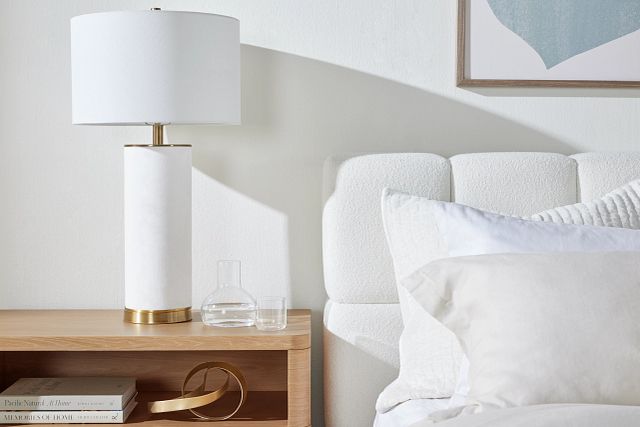 Suri White Velvet Table Lamp