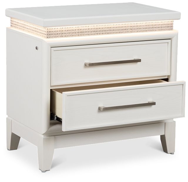 Alessandria White Lighted Nightstand