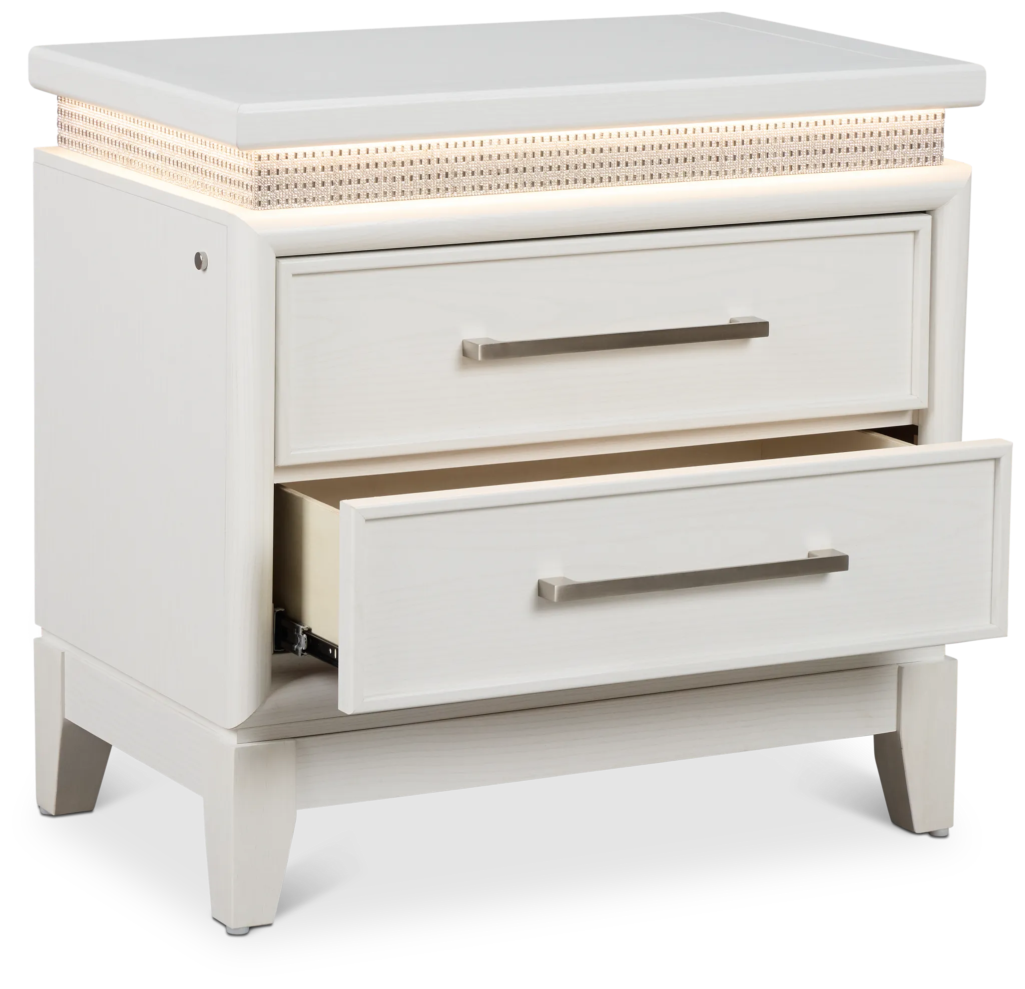 Alessandria White Lighted Nightstand