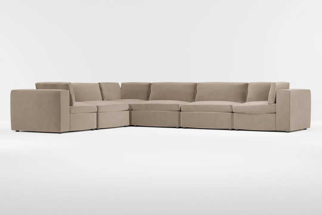 Destin Joya Beige Velvet 6-piece Modular Sectional