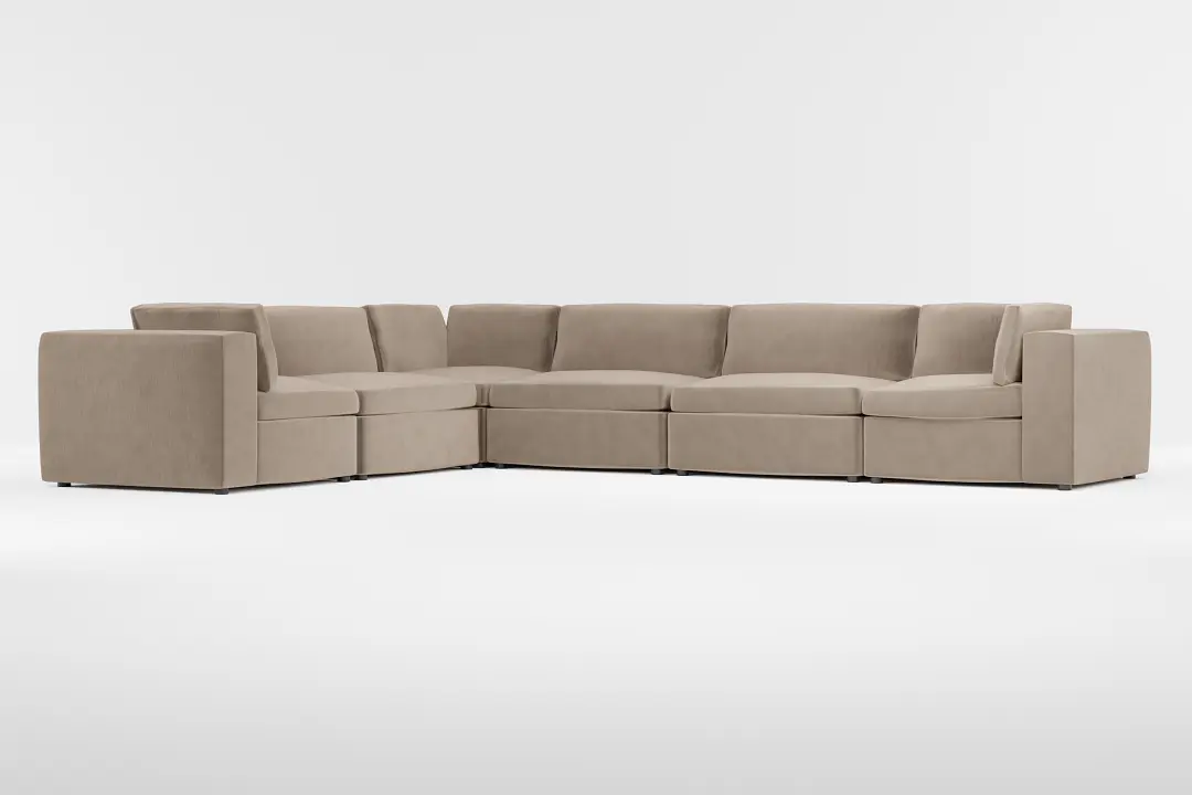 Destin Joya Beige Velvet 6-piece Modular Sectional Destin Joya Beige Velvet 6-piece Modular Sectional