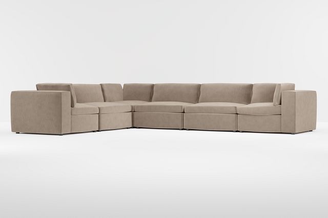 Destin Joya Beige Velvet 6-piece Modular Sectional
