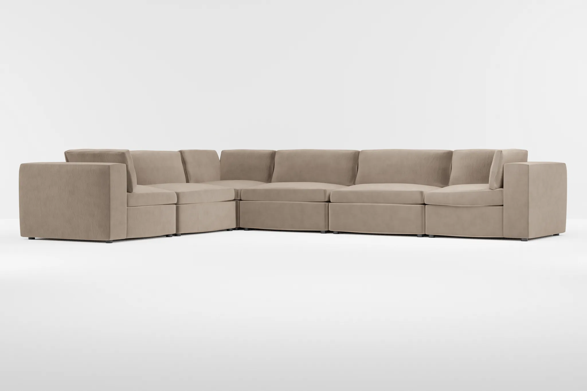 Destin Joya Beige Velvet 6-piece Modular Sectional