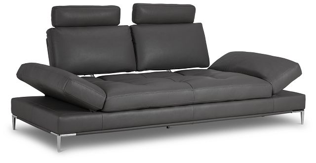 Camden Dark Gray Micro Sofa With Detachable Headrests