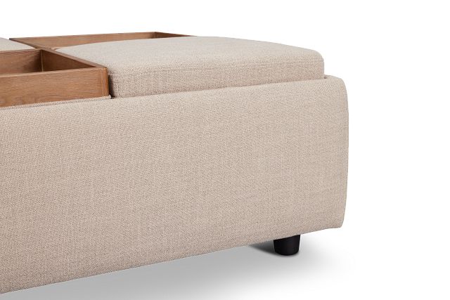 Yvonne Light Beige Fabric Storage Accent Ottoman