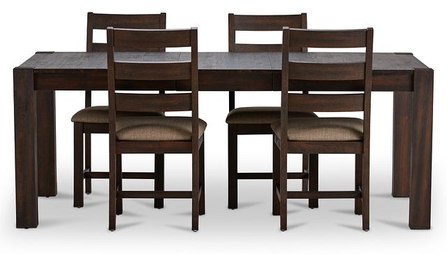 Holden Dark Tone Rect Table & 4 Upholstered Chairs