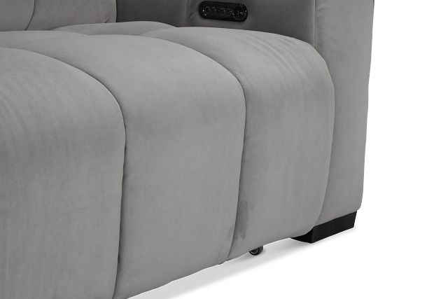 Gemma Light Gray Velvet Power Chaise Sofa