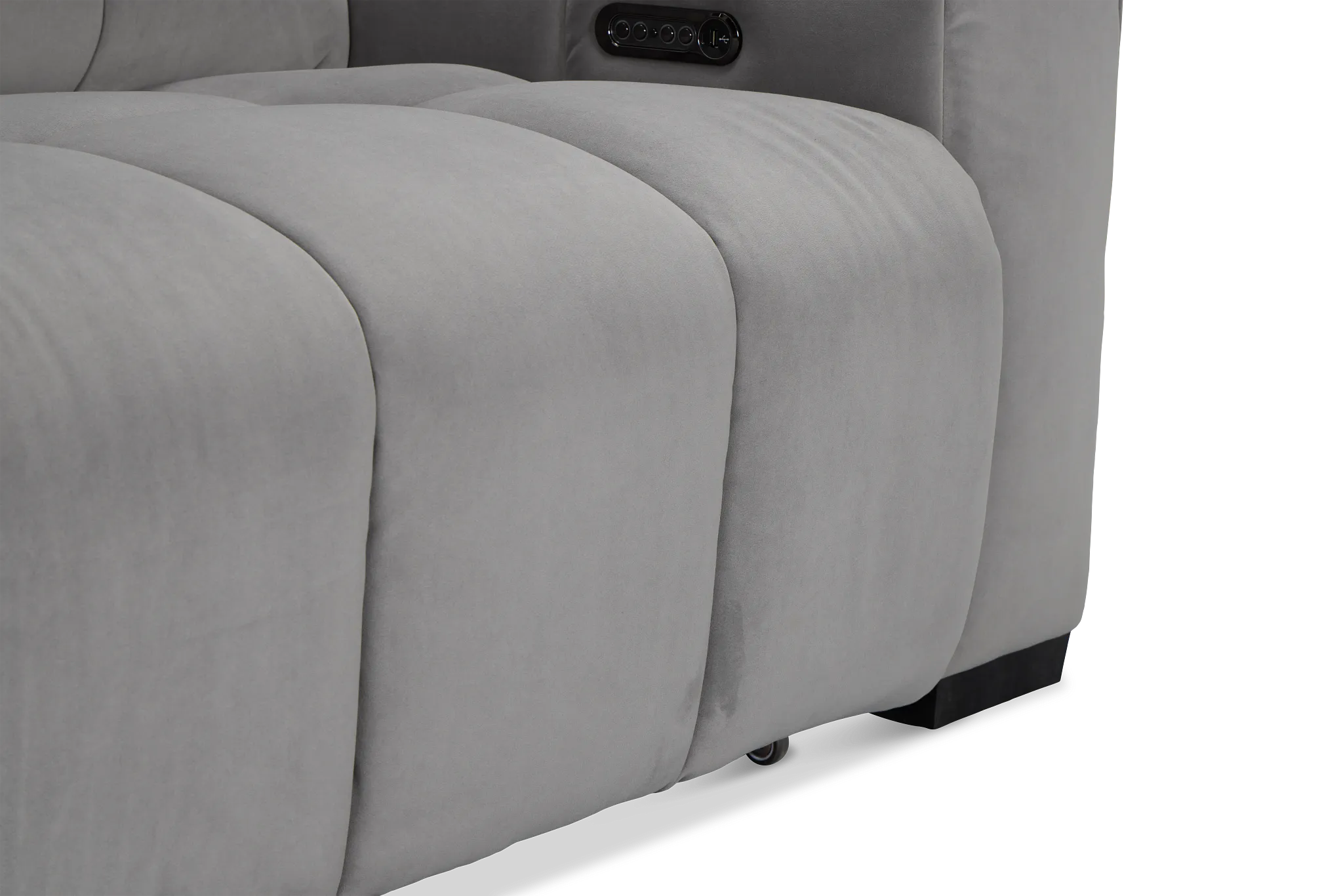 Gemma Light Gray Velvet Power Chaise Sofa