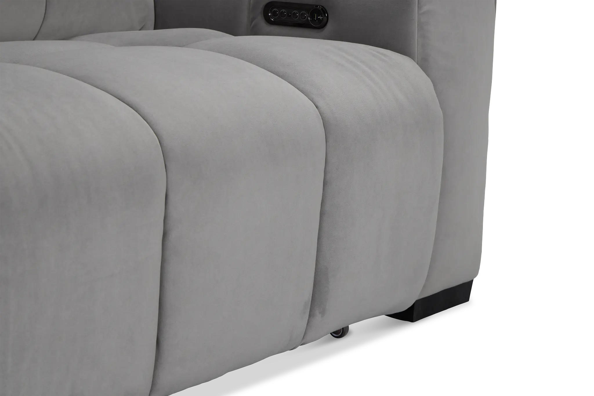 Gemma Light Gray Velvet Power Chaise Sofa Gemma Light Gray Velvet Power Chaise Sofa