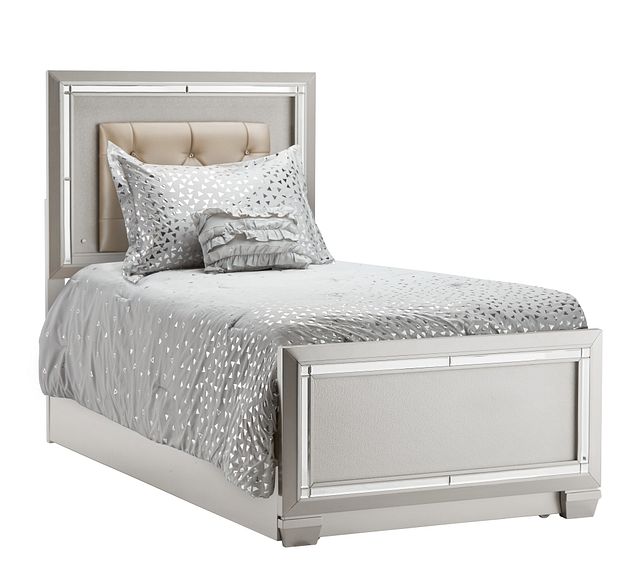 Platinum Silver Uph Panel Trundle Bed