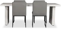 Viscaya White Table & 4 Gray Upholstered Chairs