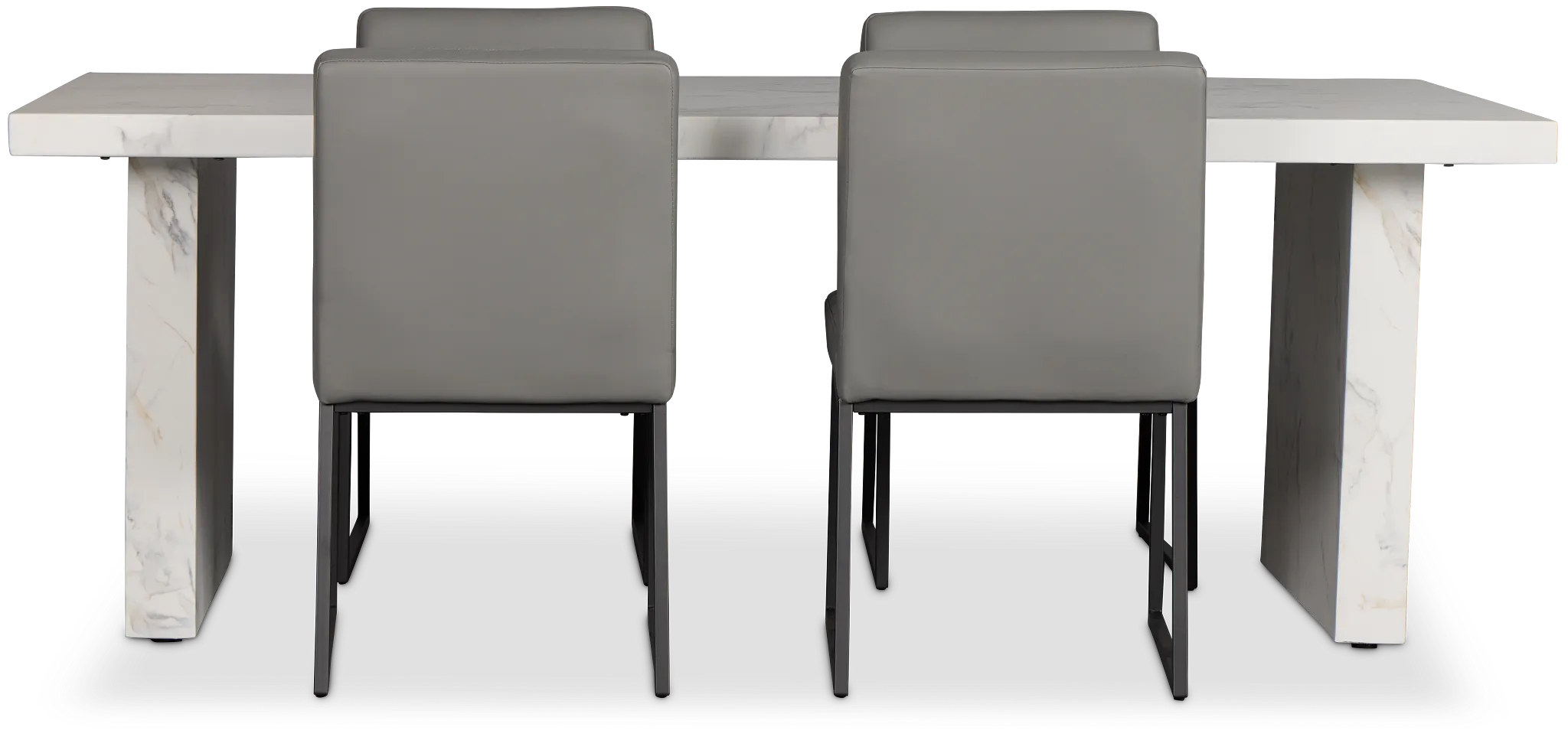 Viscaya White Table & 4 Gray Upholstered Chairs