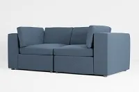 Destin Elite Dark Blue Fabric 2-piece Modular Sofa