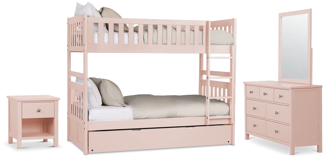 Charleston Pink Bunk Bed Trundle Bedroom