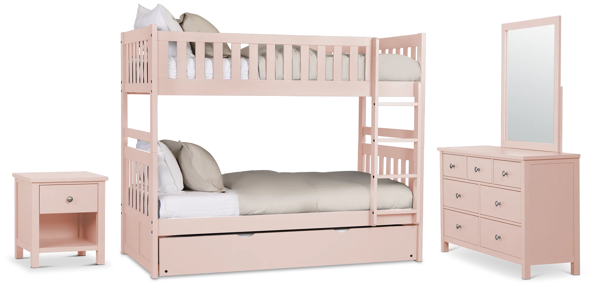 Charleston Pink Bunk Bed Trundle Bedroom