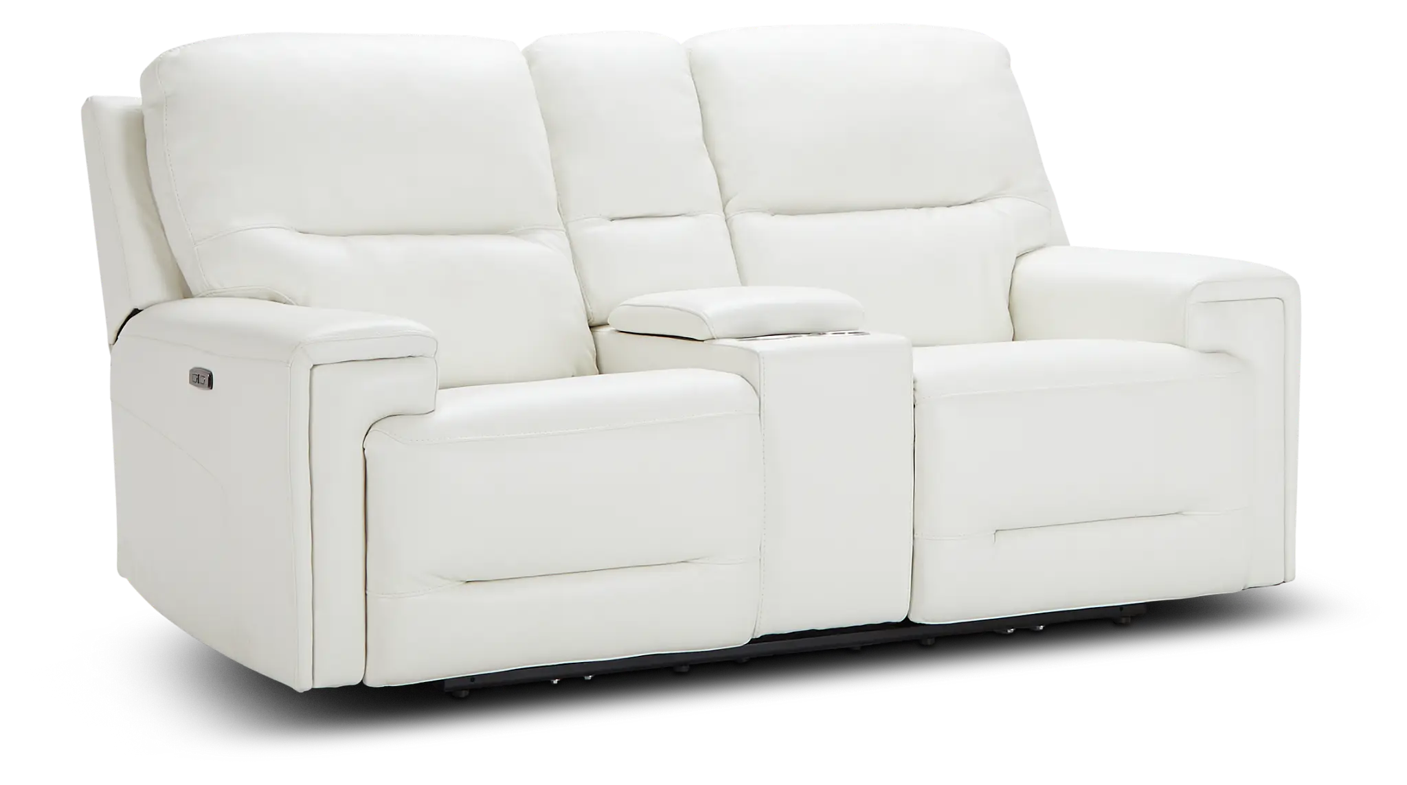 Porto White Lthr/vinyl Power Reclining Console Loveseat Porto White Lthr/vinyl Power Reclining Console Loveseat
