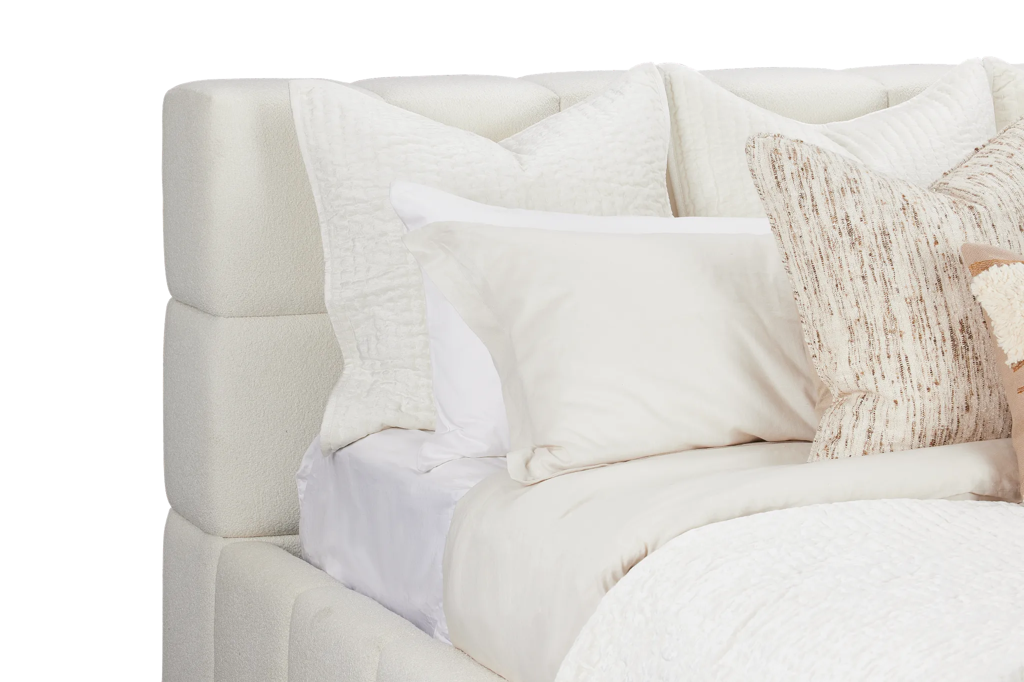 Malibu Light Beige Tufted Platform Bed