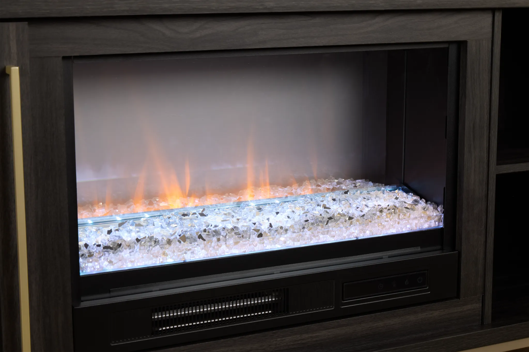 Roswell Dark Tone 65" Tv Stand With Fireplace Insert