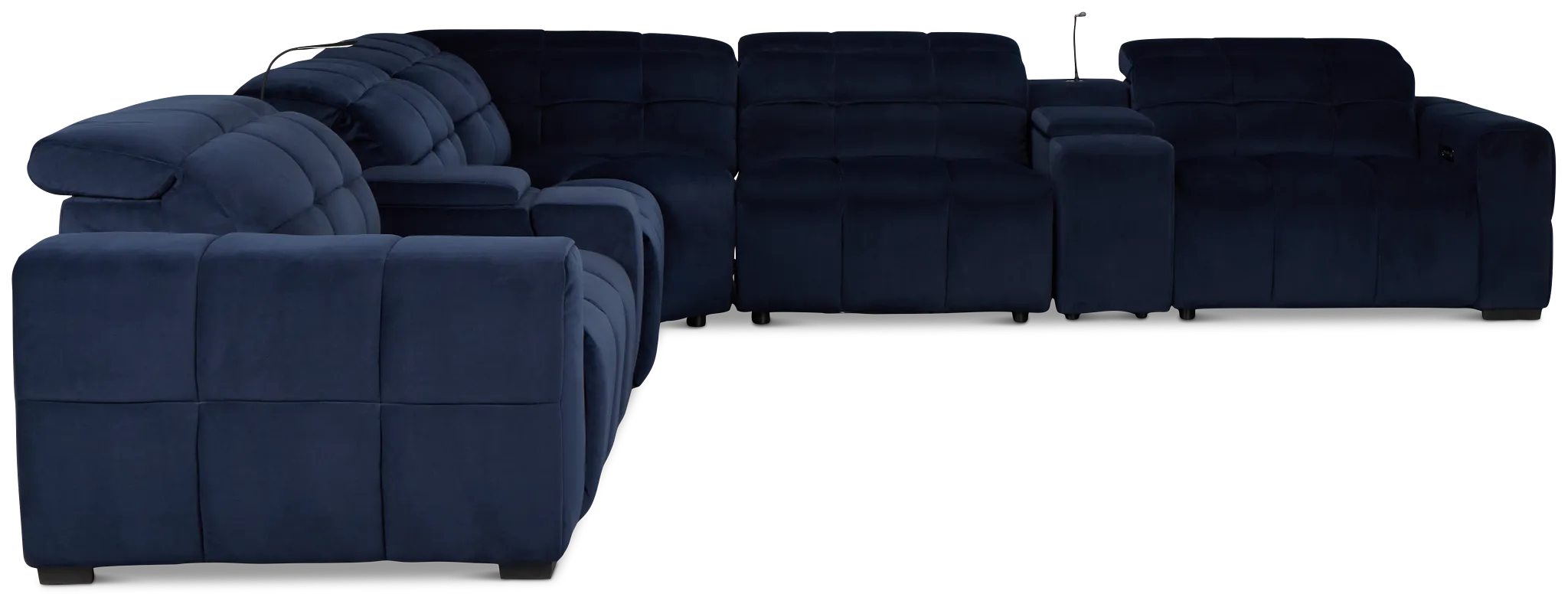 Gemma Navy Velvet Large Left Chaise Power Reclining Sectional