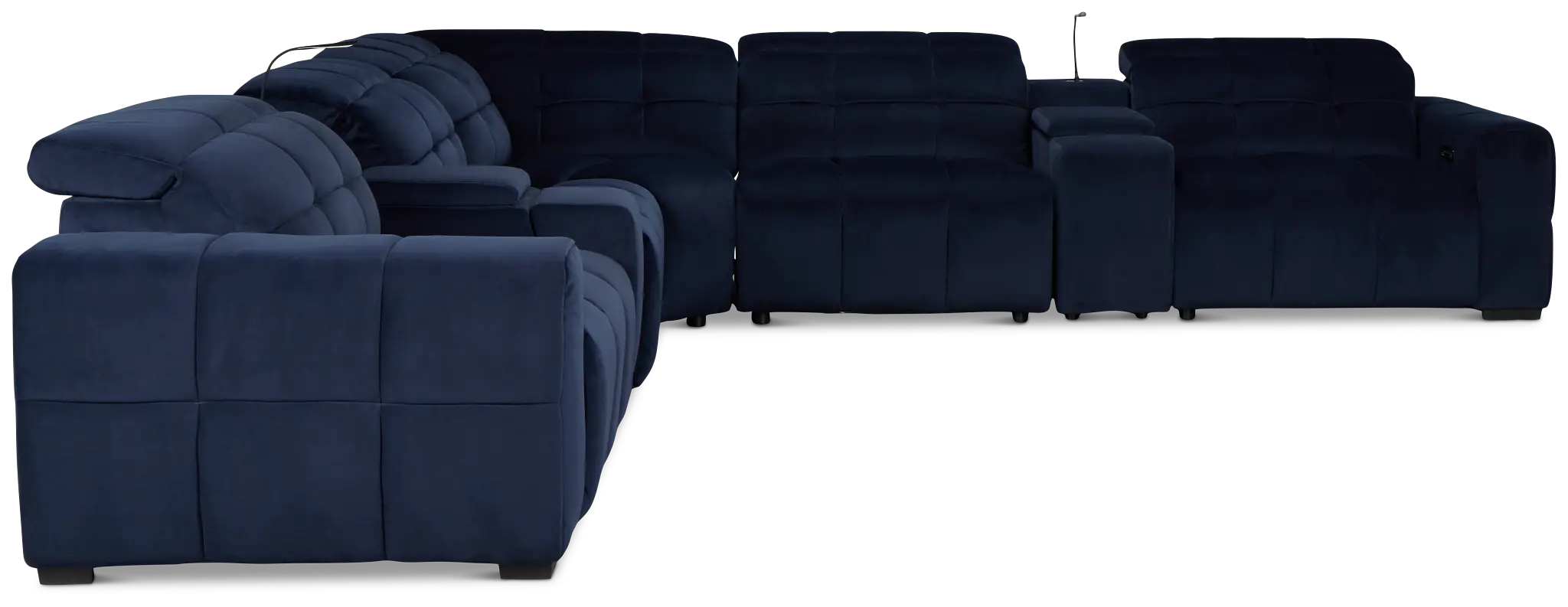 Gemma Navy Velvet Large Left Chaise Power Reclining Sectional Gemma Navy Velvet Large Left Chaise Power Reclining Sectional