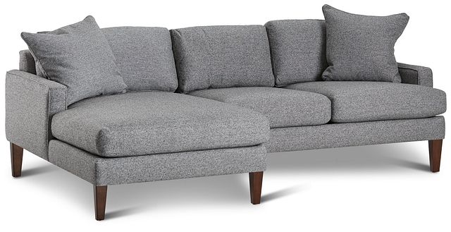 Morgan Dark Gray Fabric Small Left Chaise Sectional W/ Wood Legs