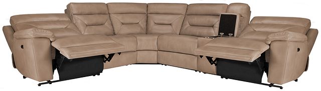 Phoenix Dark Beige Micro Small Two-arm Power Reclining Sectional