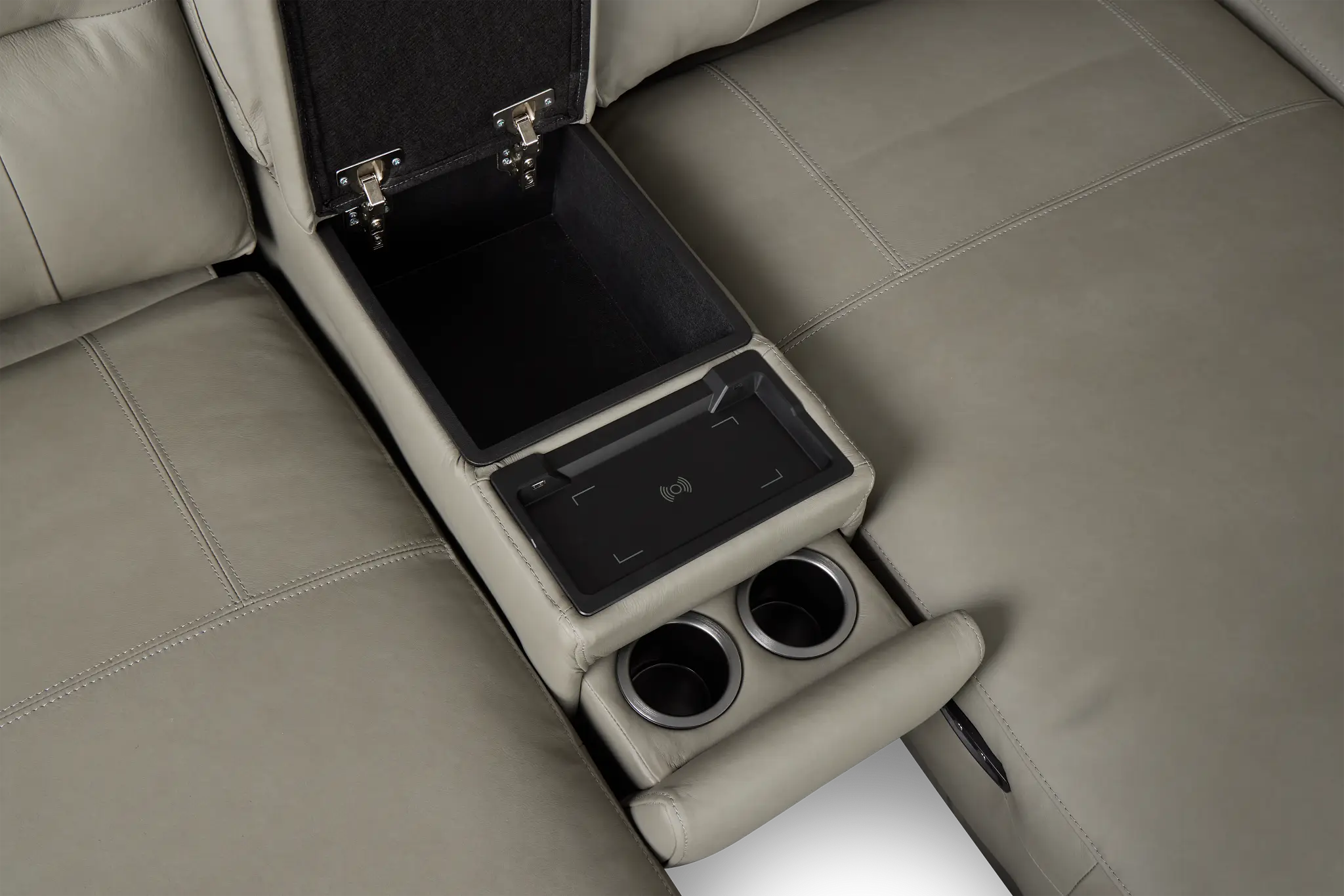 Rudy Gray Lthr/vinyl Medium Dual Power Right Extension Chaise Sectional Rudy Gray Lthr/vinyl Medium Dual Power Right Extension Chaise Sectional