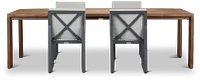 Linear Dark Gray 102" Teak Table & 4 Cushioned Side Chairs